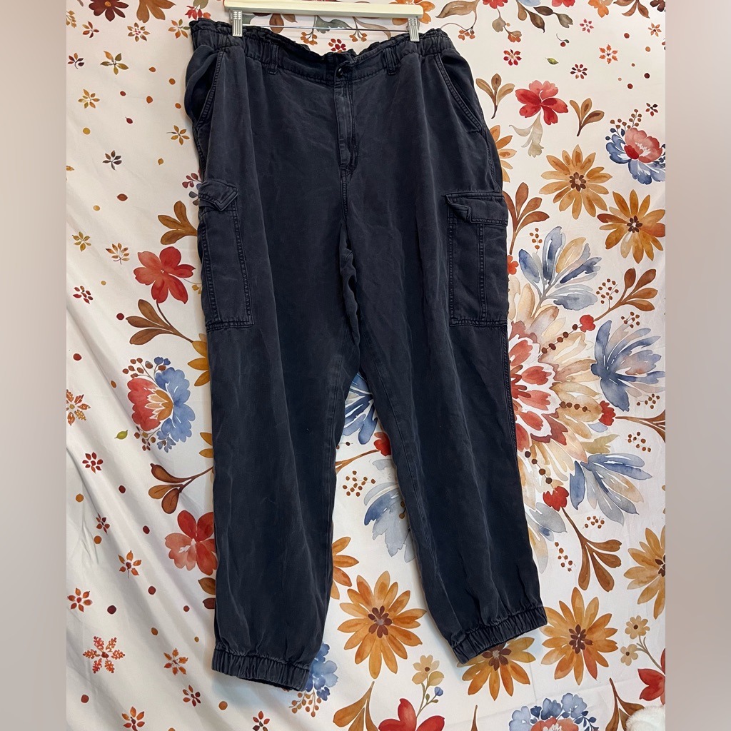American Eagle 24 Long Lyocell Comfy Washed Faded Black High Waist Joggers Fall